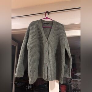 Jenni Kayne Oversized Olive Green Cardigan Wool Alpaca Women's Size Extra Small